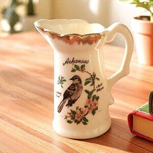 Arkansas State Coffee Creamer - Mocking Bird & Apple Blossom.